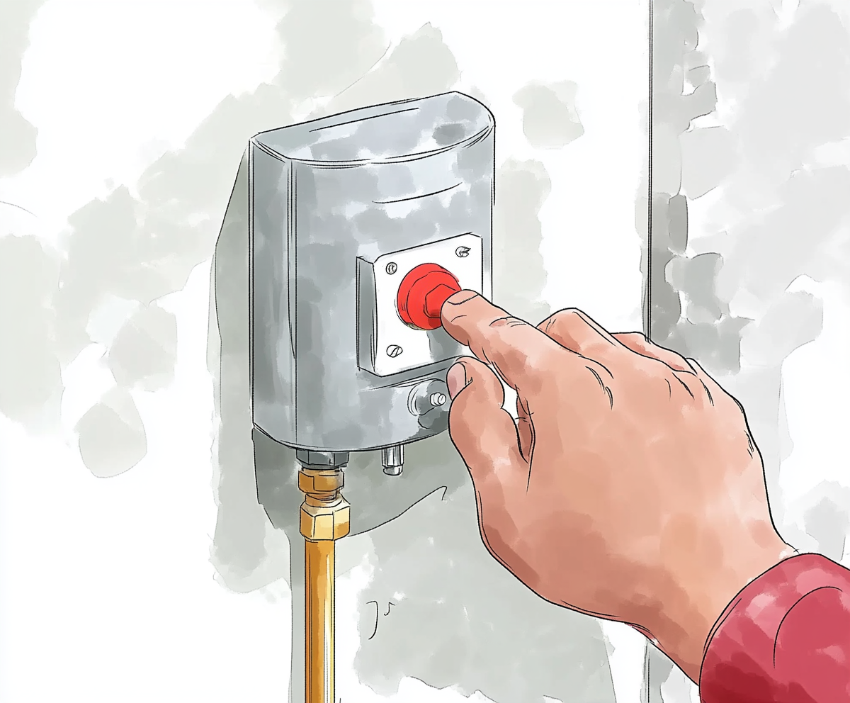 A sketch illustrating how to turn off your water heater